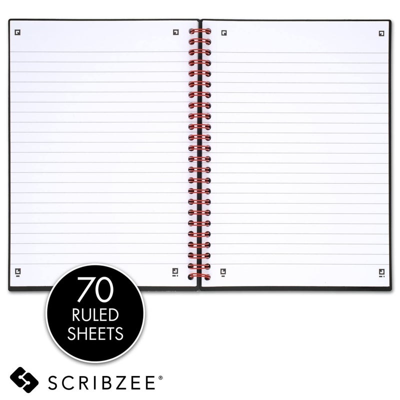 Black n' Red Business Notebooks, 3 Pack, Soft Cover, Twin Wire, 70 Sheets, 8-1/4"" x 5-7/8"", Black (400161061) - Image 4